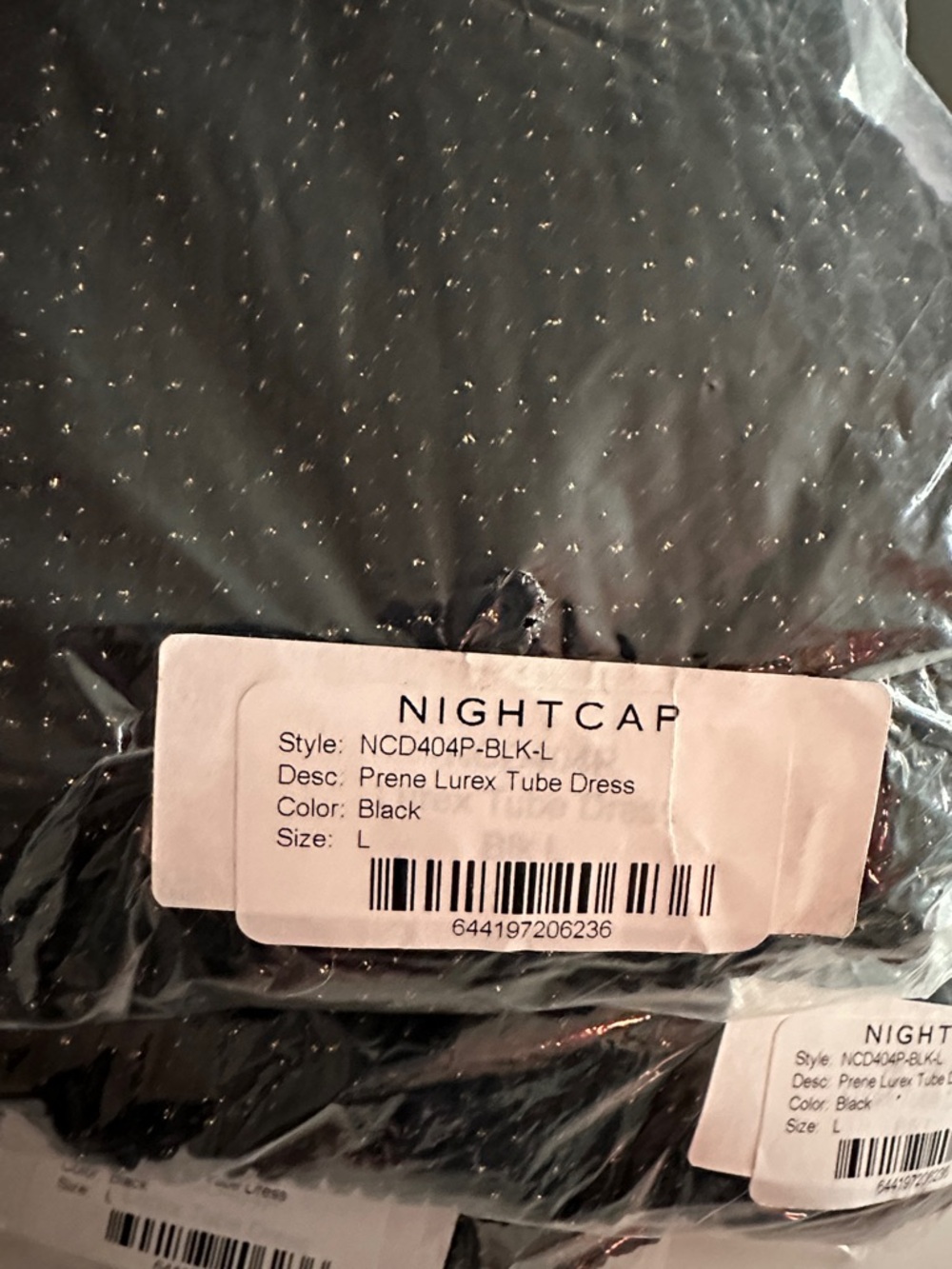 Nightcap Free People Black Crinkle Lurex Tube Strapless Midi Classic Dress M L - Picture 12 of 13